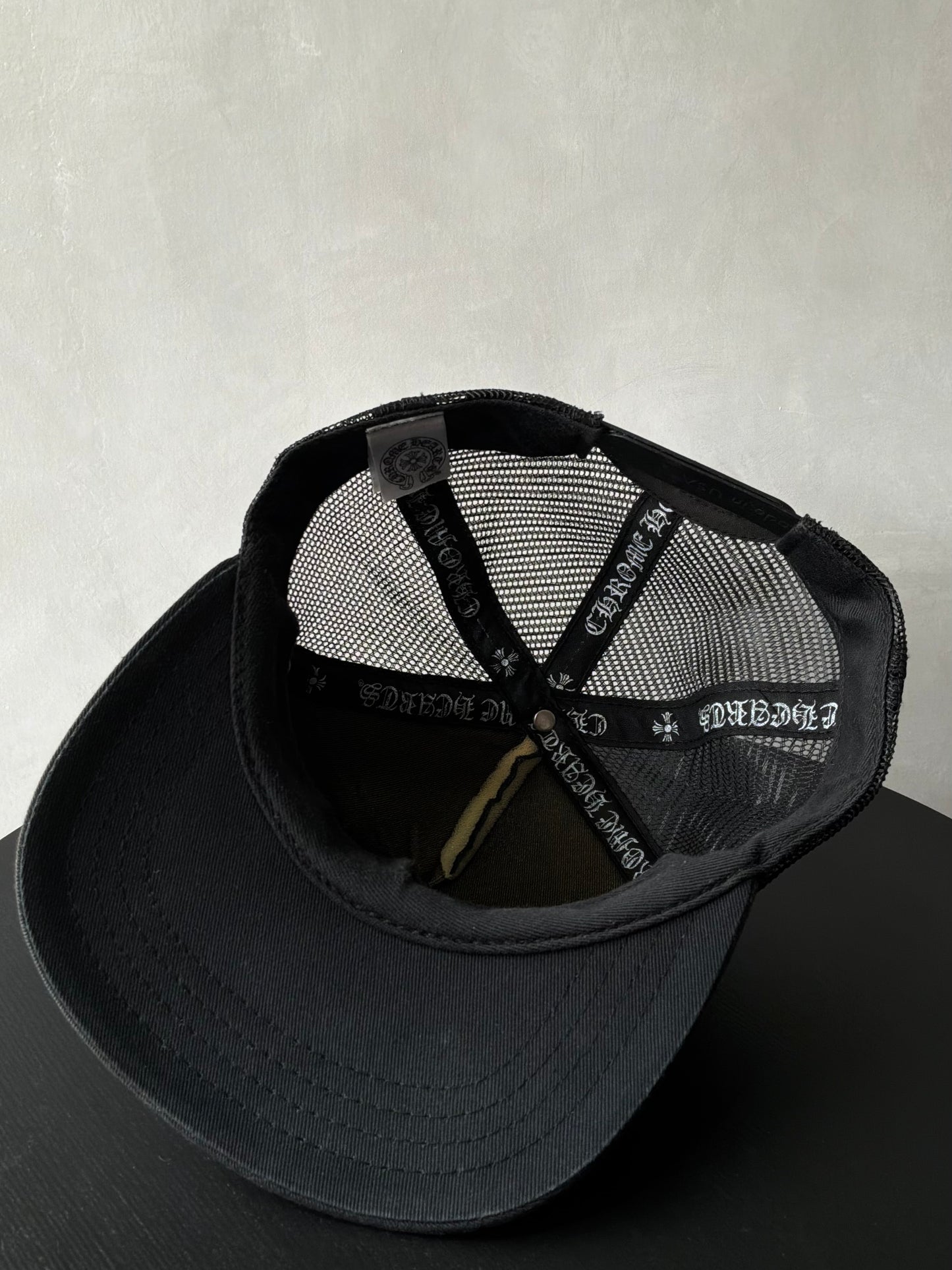 Chrome Hearts Vintage Triple Star Black Trucker Hat