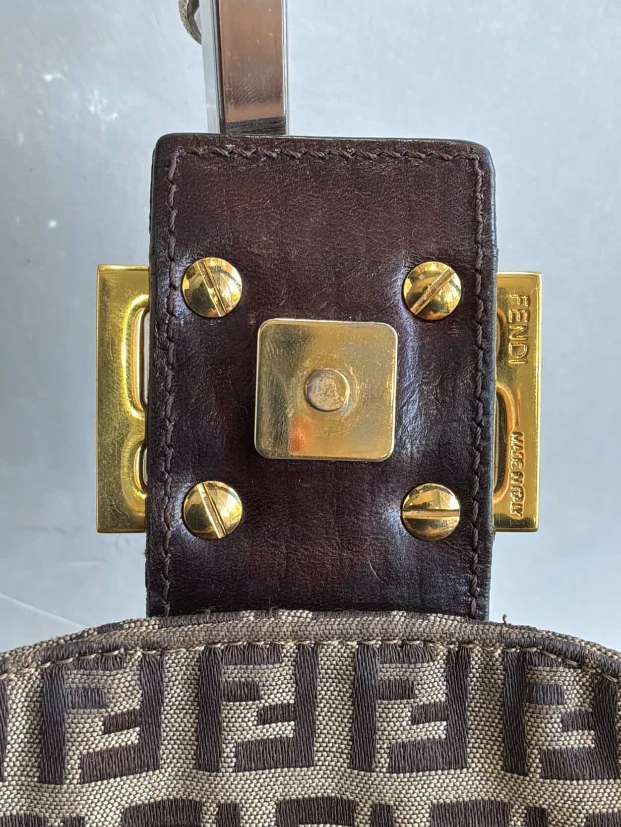 Fendi Zucchino Double Flap Baguette Bag