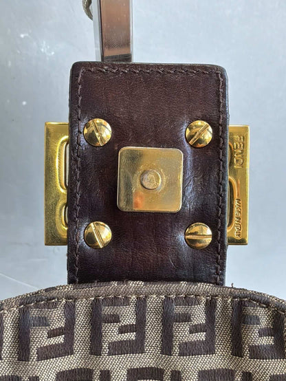 Fendi Zucchino Double Flap Baguette Bag