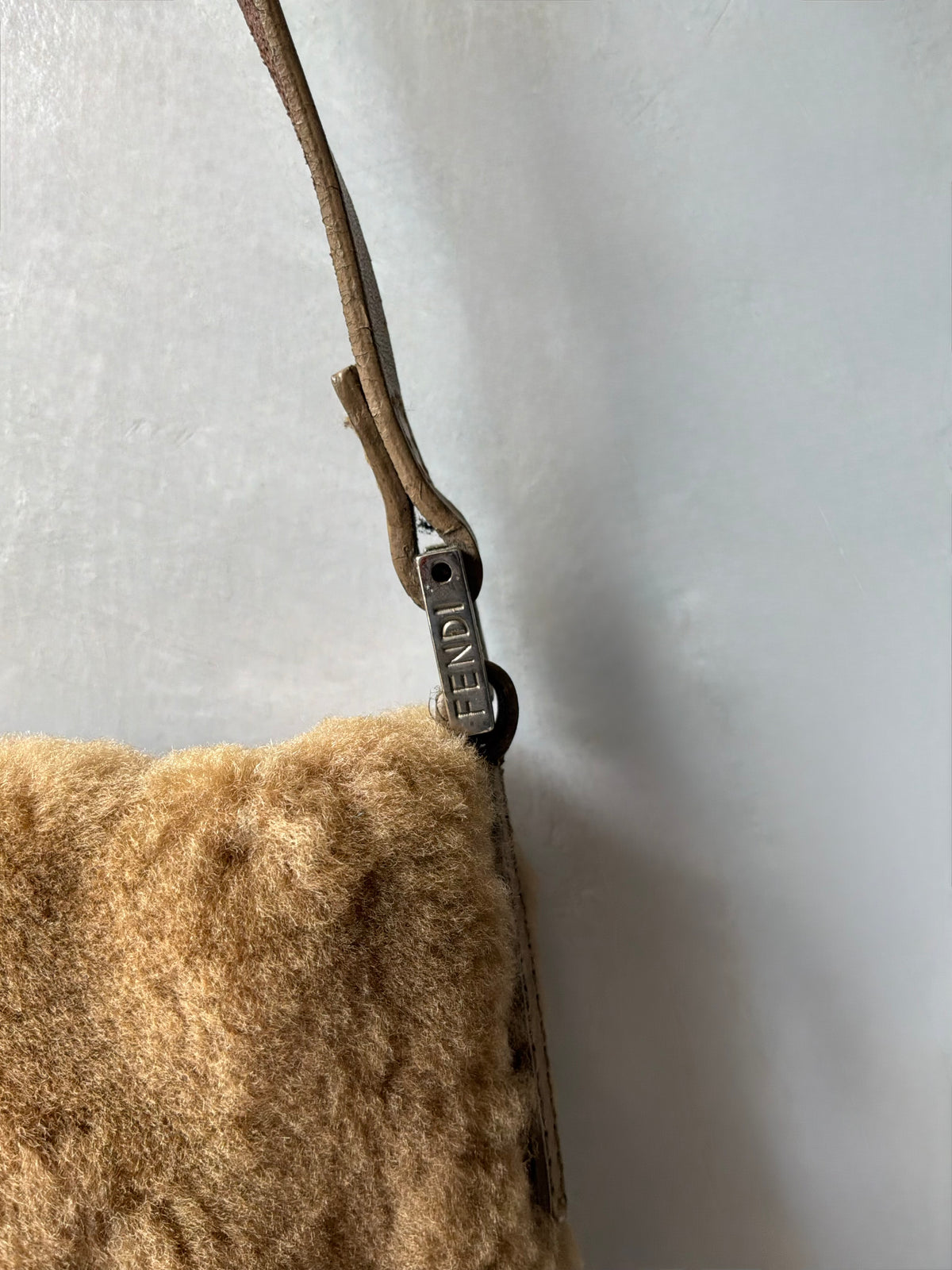 Fendi Beige Faux Fur Crossbody Bag