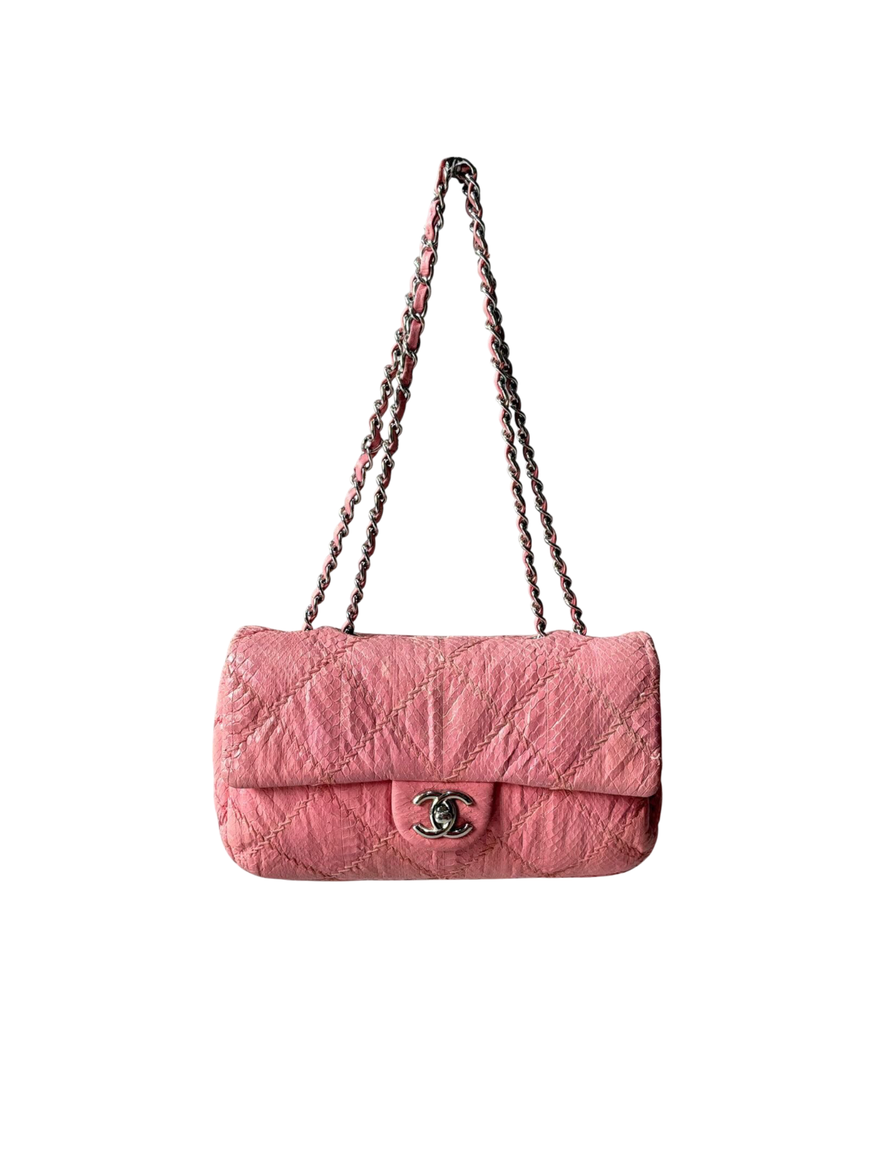 Chanel Python Skin Pink Flap Bag