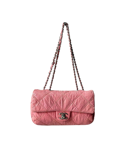 Chanel Python Skin Pink Flap Bag