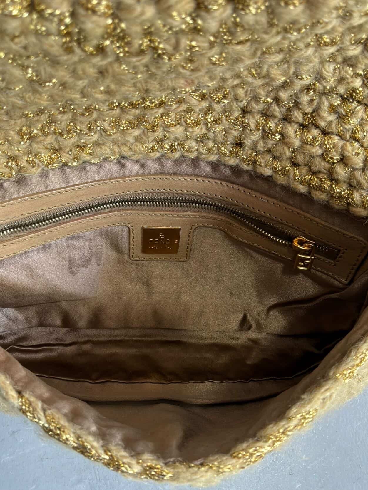 Fendi Woven Crochette Baguette Bag