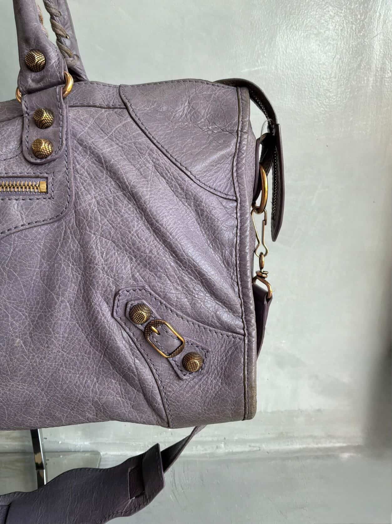 Balenciaga City ‘Part Time’ Purple Lambskin Shoulder Bag