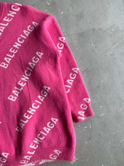 Balenciaga All Over Print Pink Crewneck
