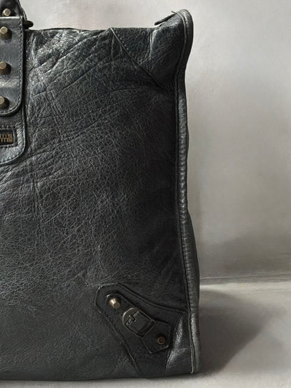 Balenciaga XL Weekender Black on Brass Lambskin Bag