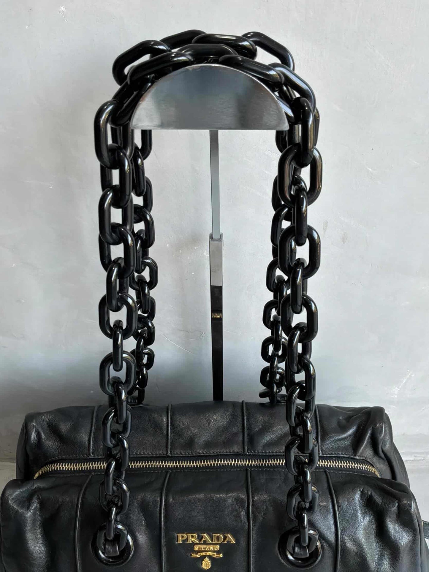 Prada Soft Calfskin Big Chain Shoulder Bag