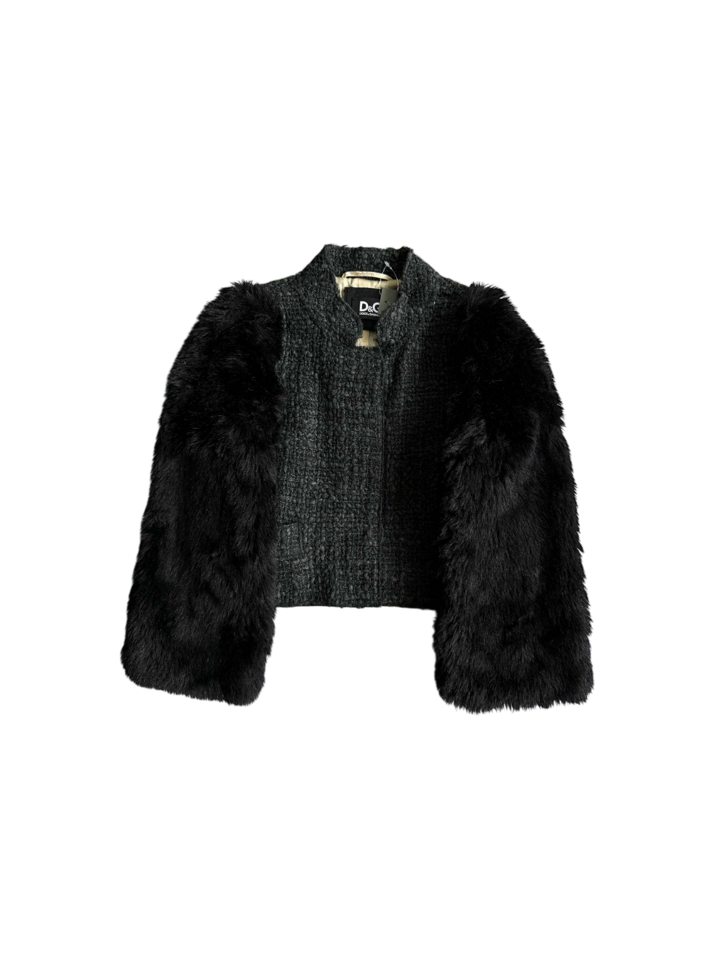 Archived D&G Tweed Fur Cropped Jacket