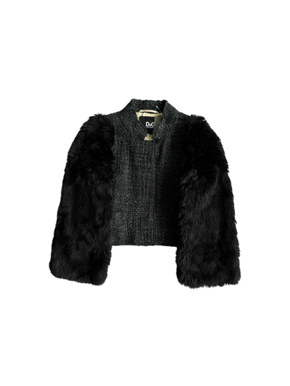 Archived D&G Tweed Fur Cropped Jacket