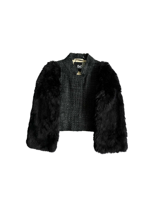 Archived D&G Tweed Fur Cropped Jacket