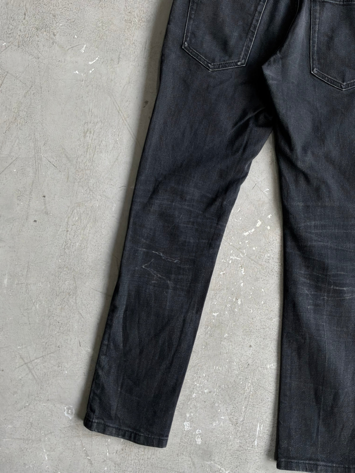 Saint Laurent Paris Washed Black Denim Slim Jeans