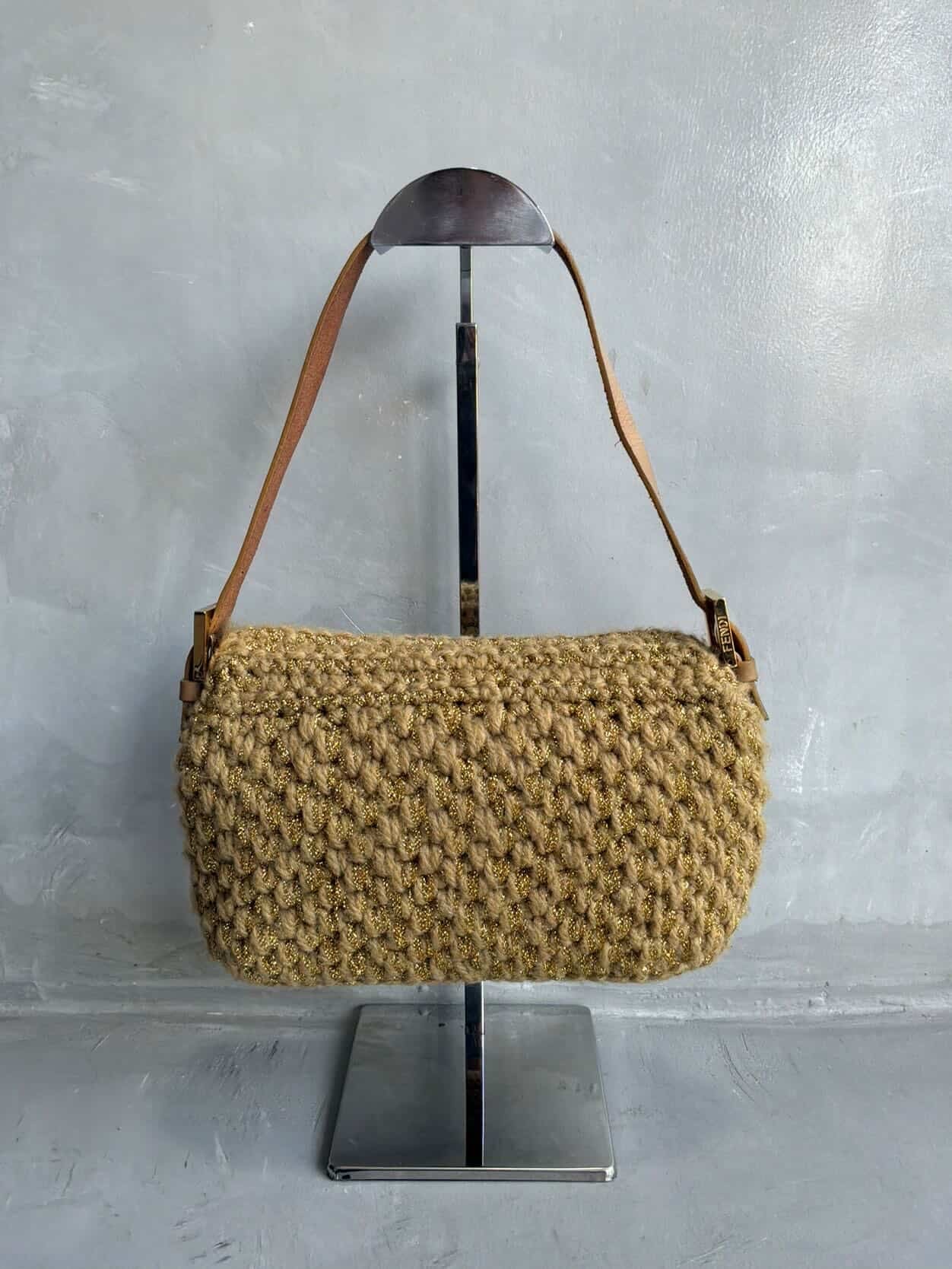 Fendi Woven Crochette Baguette Bag