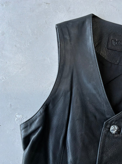 90s Chrome Hearts Crossball Buttons Leather Vest/Corset
