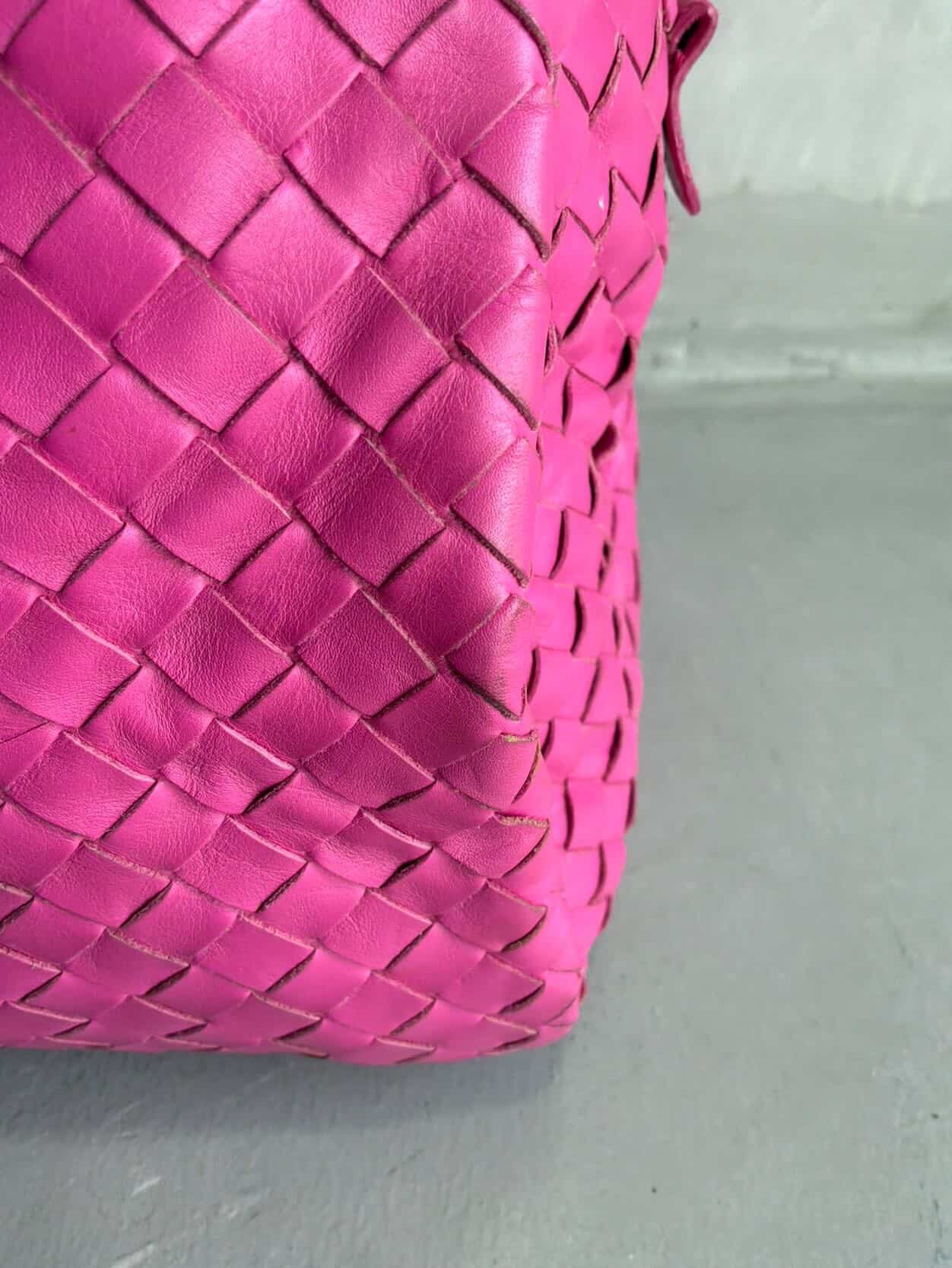 Bottega Veneta Pink Intrecciato Boston Bag