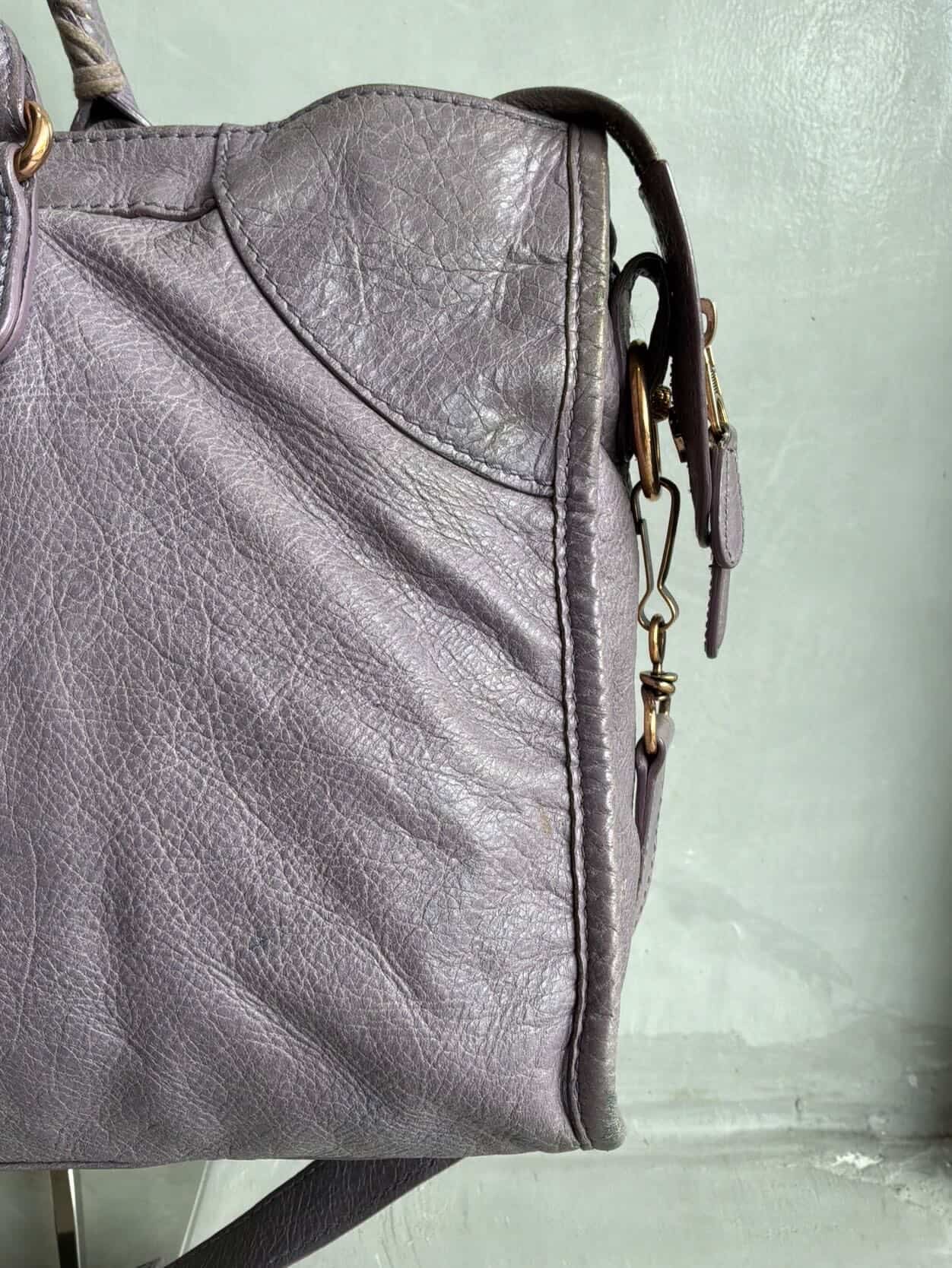 Balenciaga City ‘Part Time’ Purple Lambskin Shoulder Bag