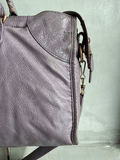 Balenciaga City ‘Part Time’ Purple Lambskin Shoulder Bag