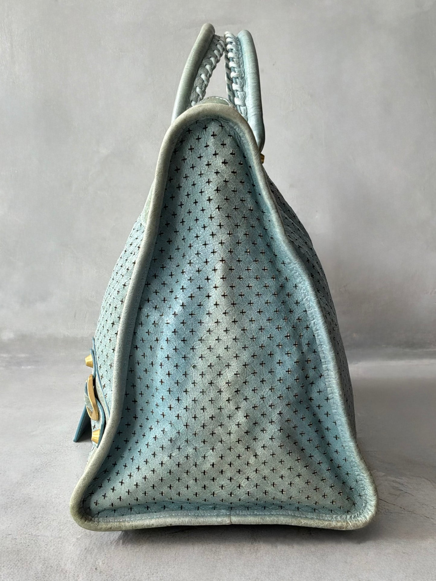 Balenciaga City Work Perforated Blue Bag