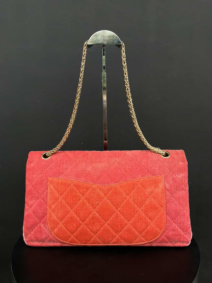 Chanel 2.55 Reissue Tricolor Denim Maxi Double Flap Shoulder Bag