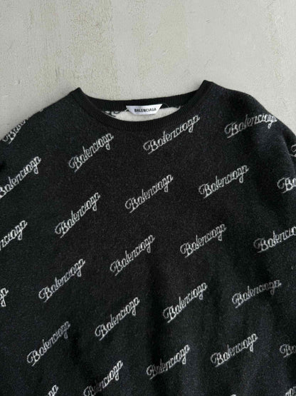 Balenciaga All Over Print Logo Sweater