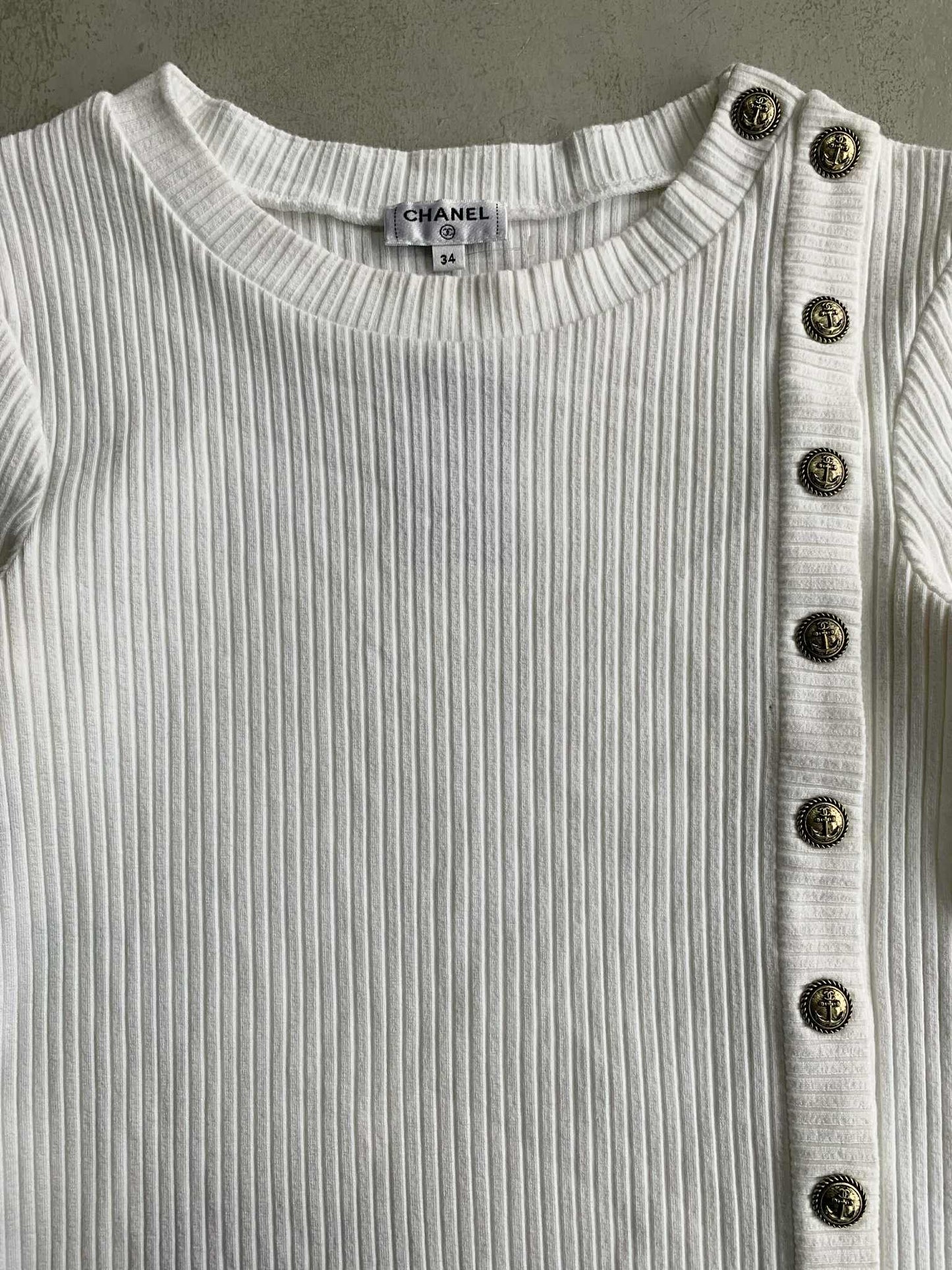 Chanel Ribbed Buttons Knit Top