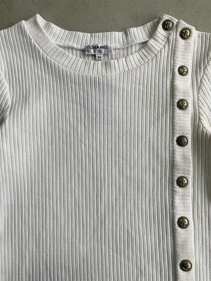 Chanel Ribbed Buttons Knit Top