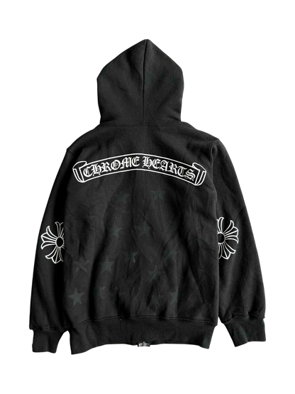 Chrome Hearts Vintage Scroll and Stars Zip Hoodie