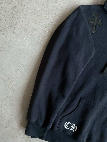 Vintage Chrome Hearts x Big Bang Leather Cross Patch Hoodie