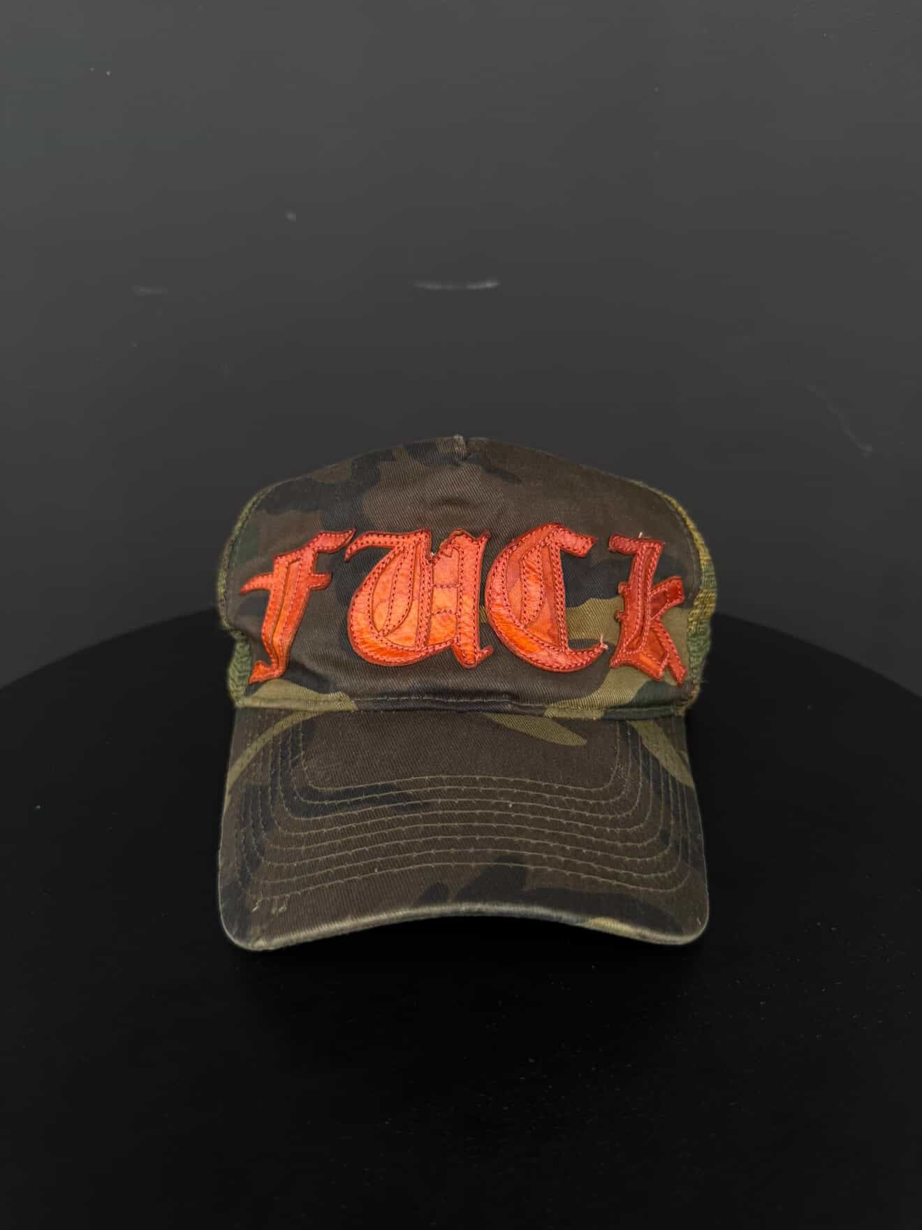 Chrome Hearts Vintage ‘FUCK’ Embroidered Camouflage Trucker Hat