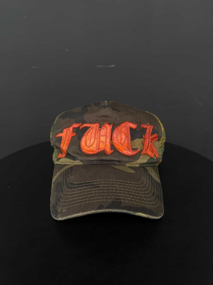 Chrome Hearts Vintage ‘FUCK’ Embroidered Camouflage Trucker Hat