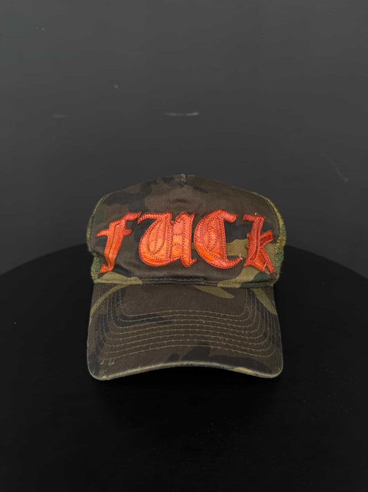 Chrome Hearts Vintage ‘FUCK’ Embroidered Camouflage Trucker Hat