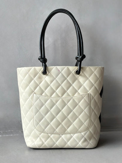 Chanel Cambon Ligne White & Black Small Tote Bag