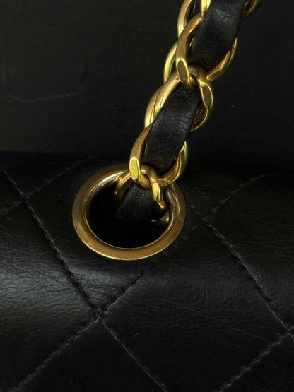 Chanel Vintage Gold on Black Meduim Double Flap Crossbody Bag