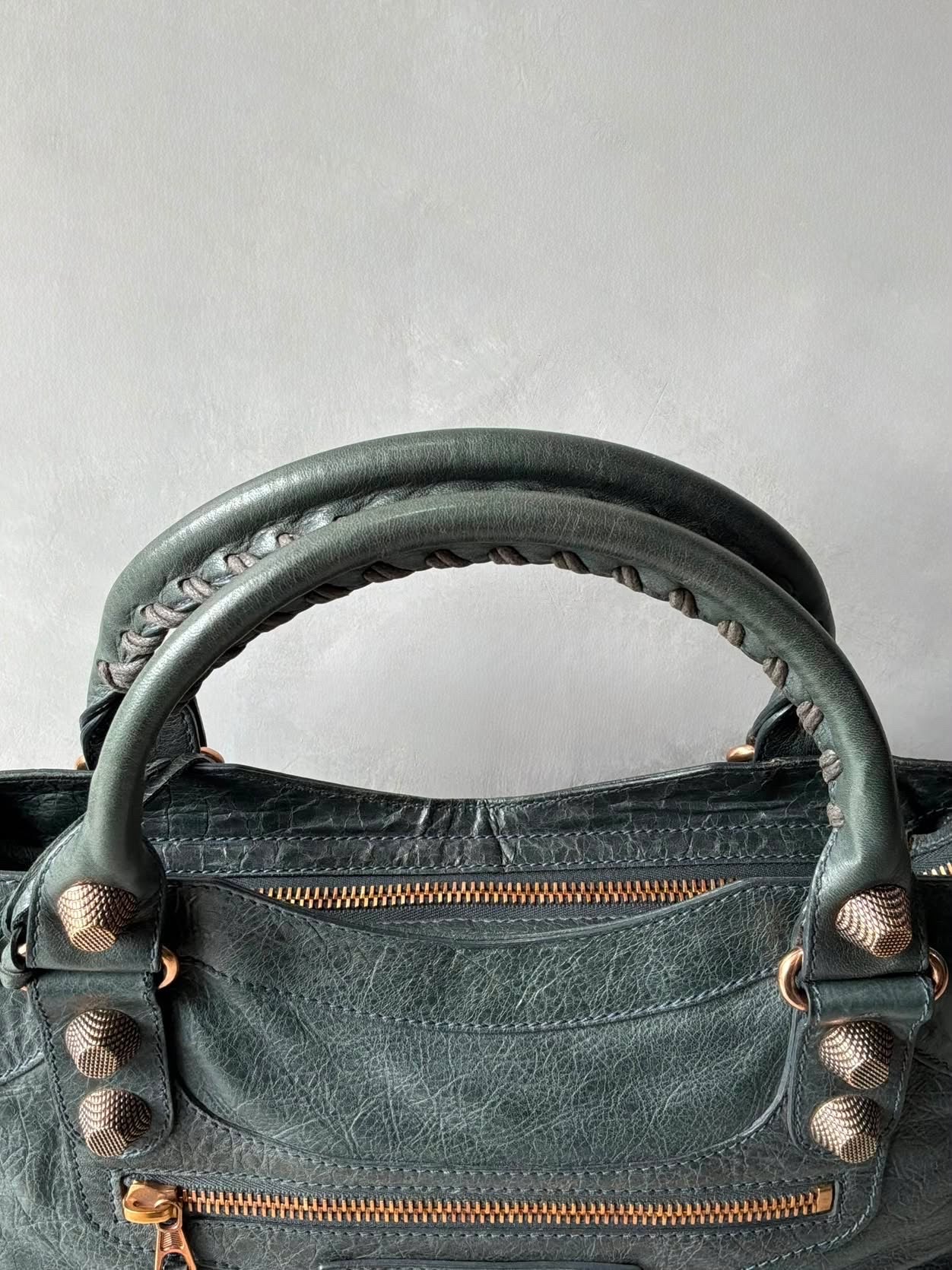 Balenciaga City Giant 21 Dark Green Lamb Skin Bag