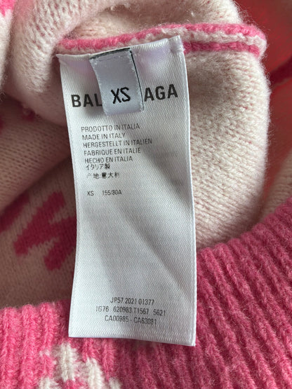 Balenciaga All Over Print Pink Crewneck