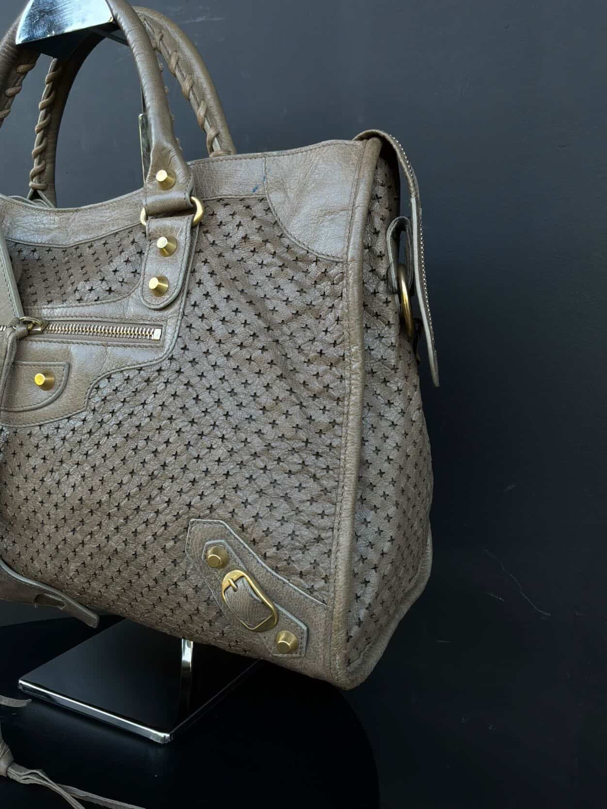 Balenciaga Classic City Perforated Leather Brown