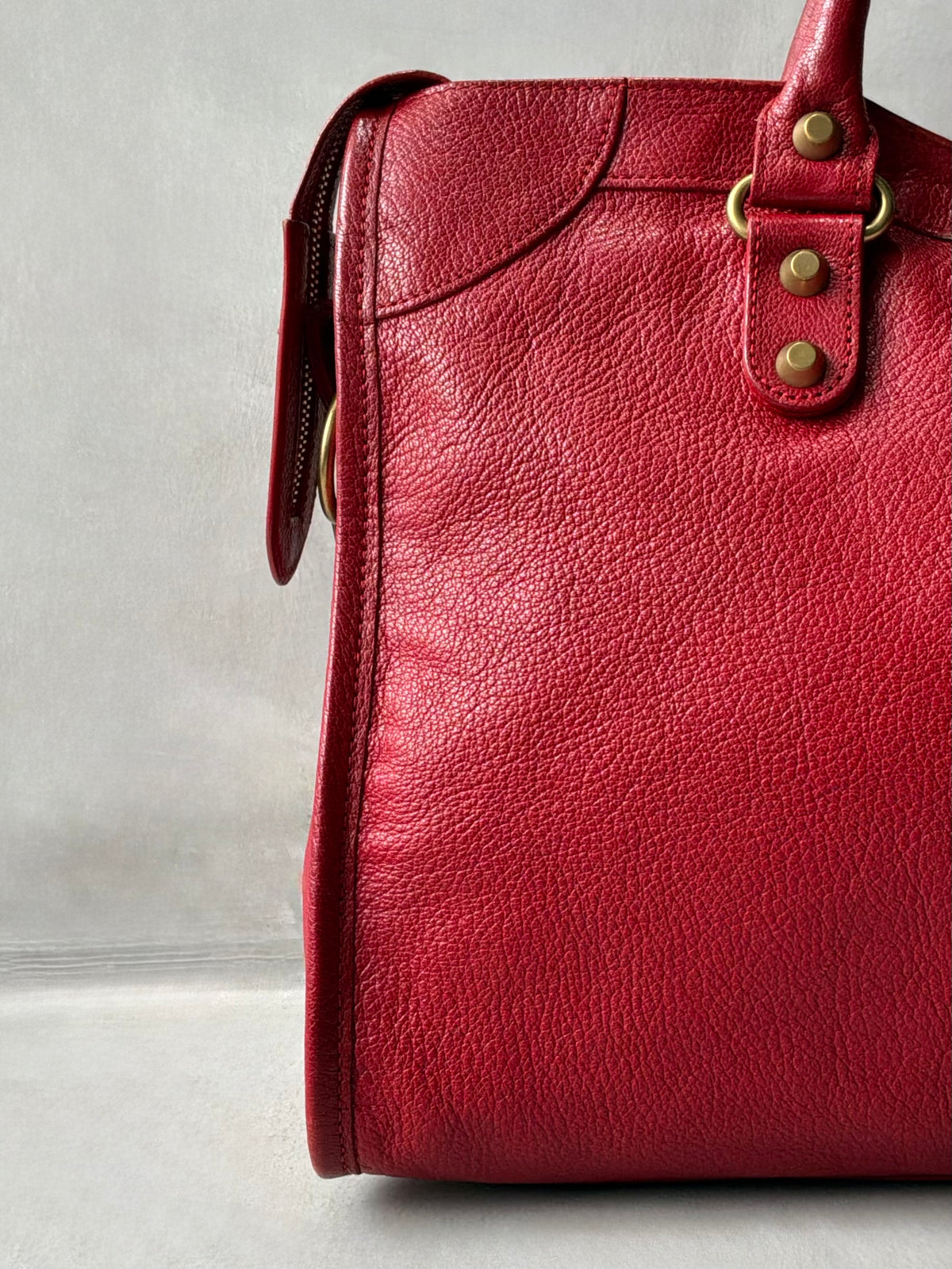 Balenciaga Classic City Red on Gold Lambskin Bag