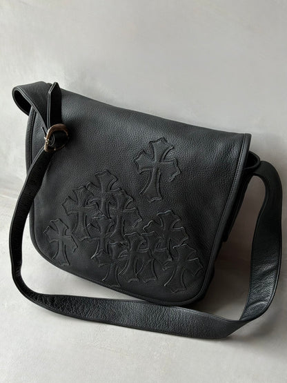 Chrome Hearts Cemetery Cross Patch Mail Leather Bag