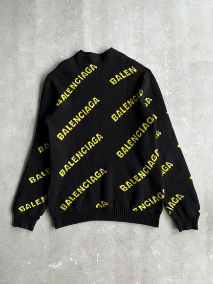 Balenciaga All Over Print Knit Crewneck