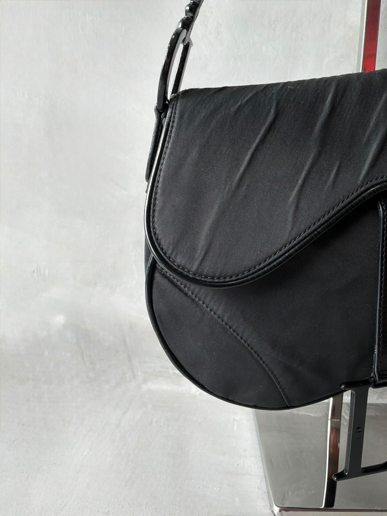 Dior Black Nylon Saddle Bag