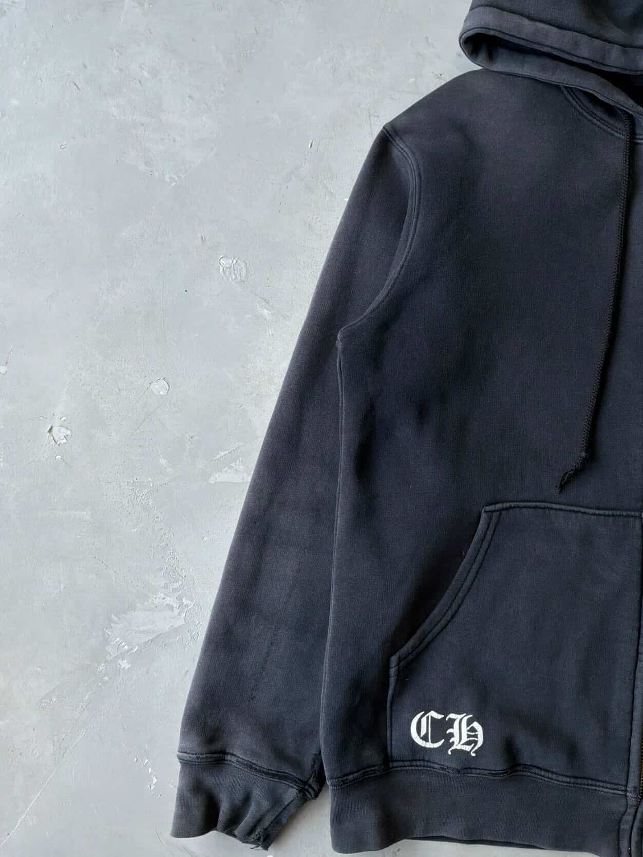 Vintage Chrome Hearts Tonal Cross Thermal Zip Hoodie