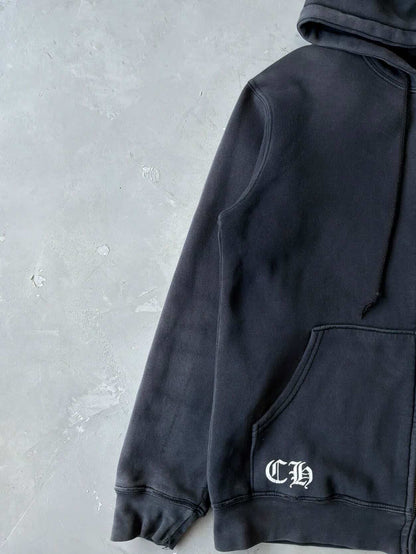 Vintage Chrome Hearts Tonal Cross Thermal Zip Hoodie
