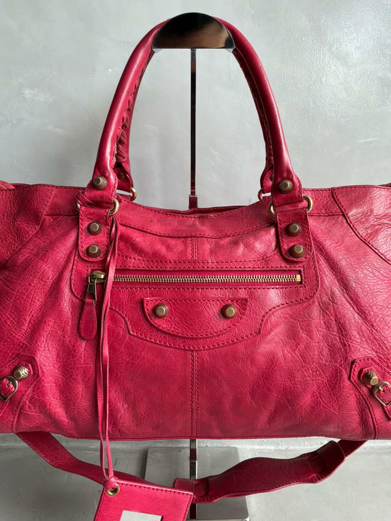 Balenciaga City ‘Part Time’ Red Lambskin Shoulder Bag