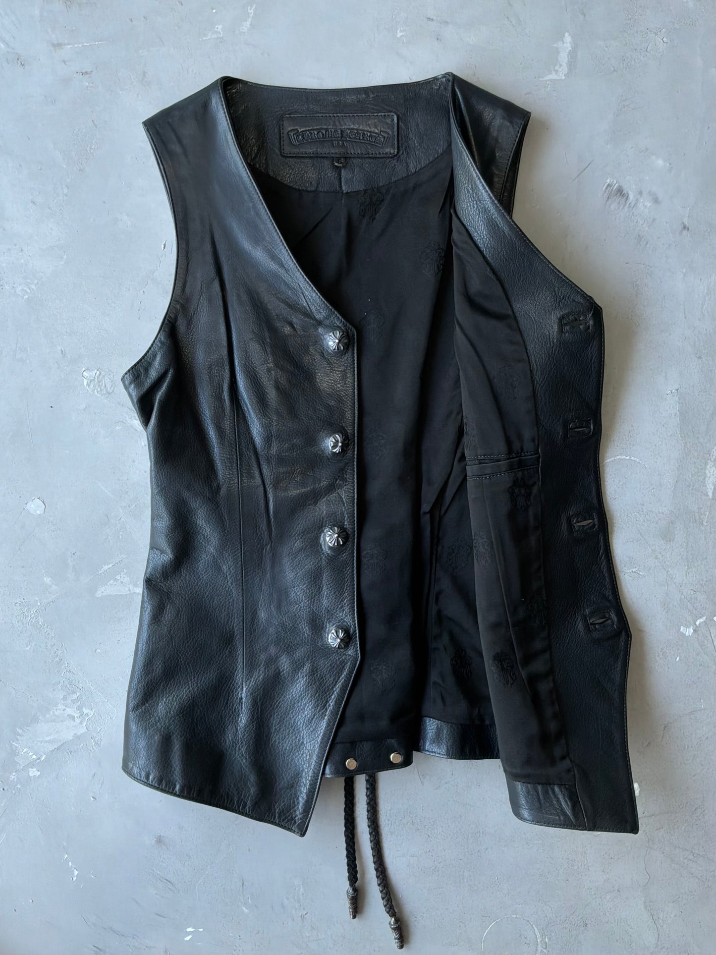 90s Chrome Hearts Crossball Buttons Leather Vest/Corset