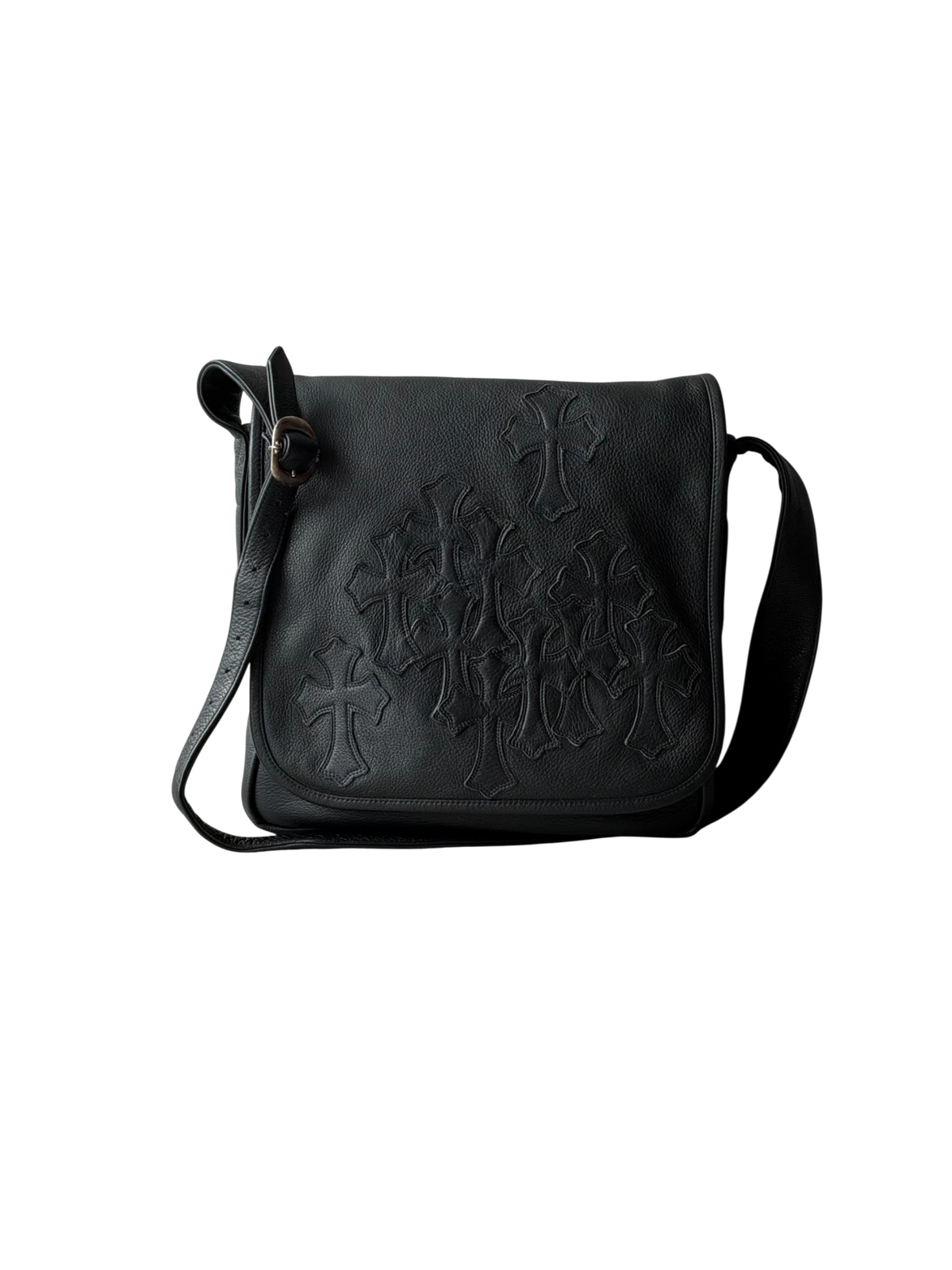 Chrome Hearts Cemetery Cross Patch Mail Leather Bag