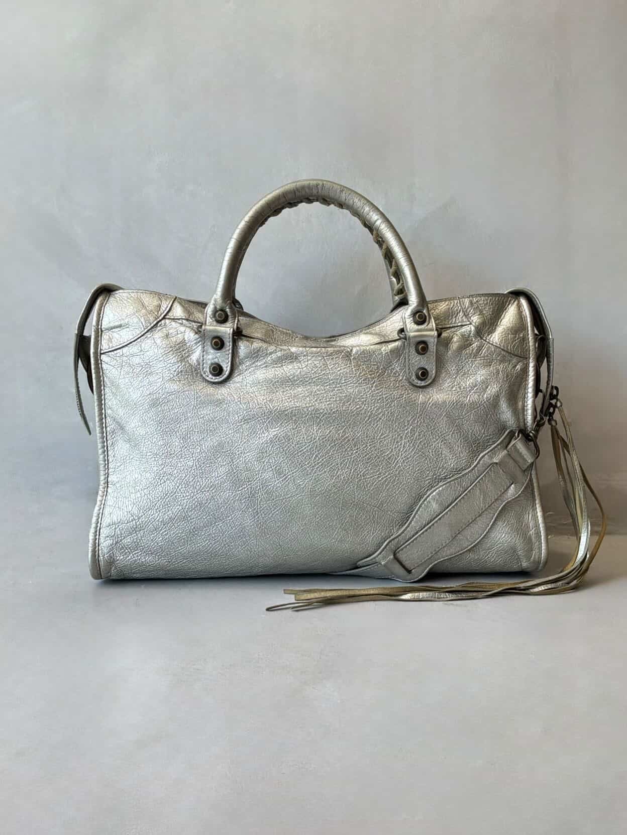 Balenciaga Classic City Metallic Silver Lambskin Bag