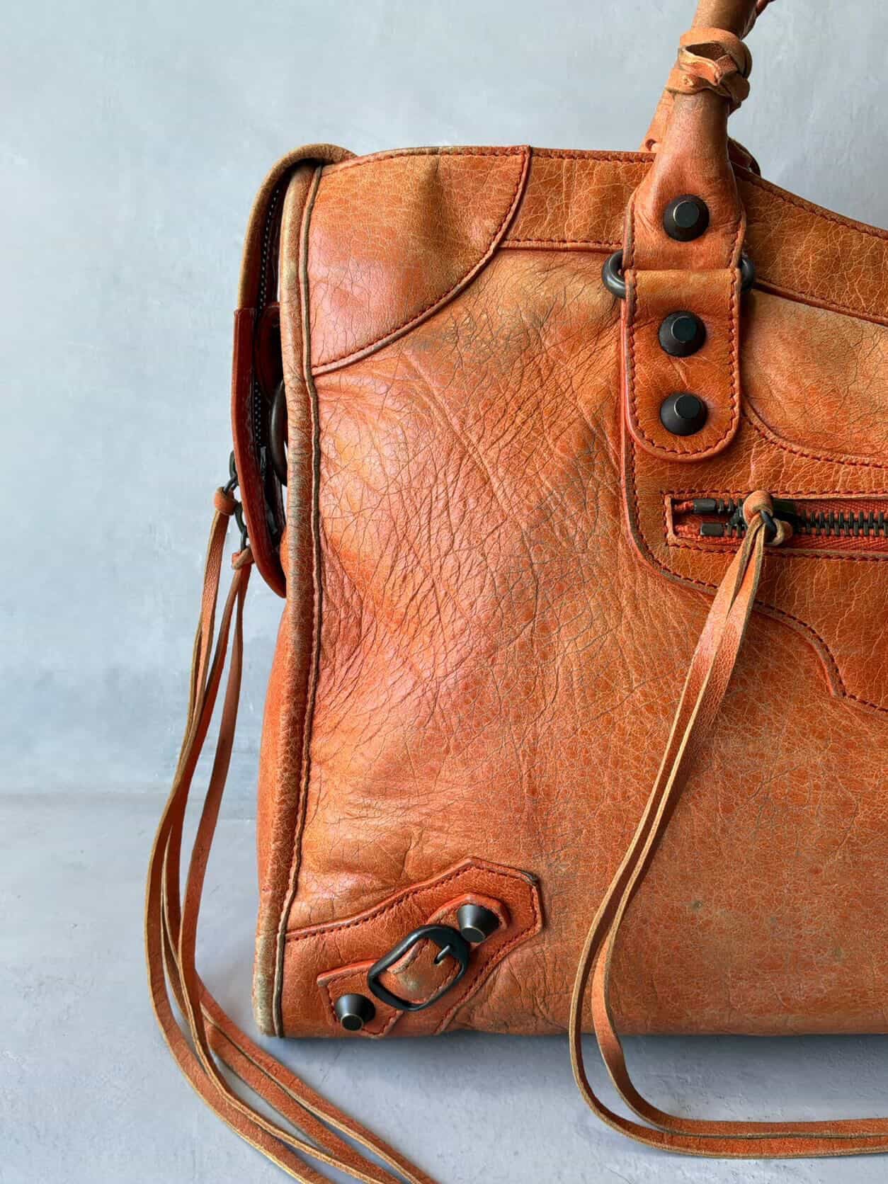 Balenciaga Classic City Orange Lambskin Bag