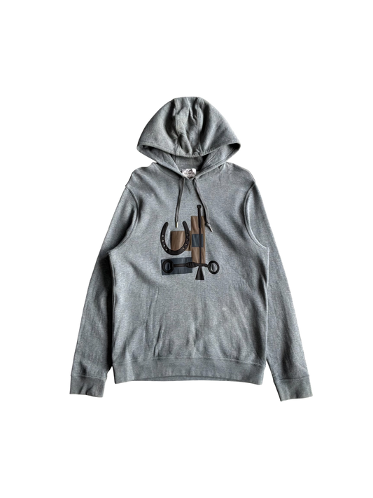 Hermes Leather Patch Pullover Hoodie
