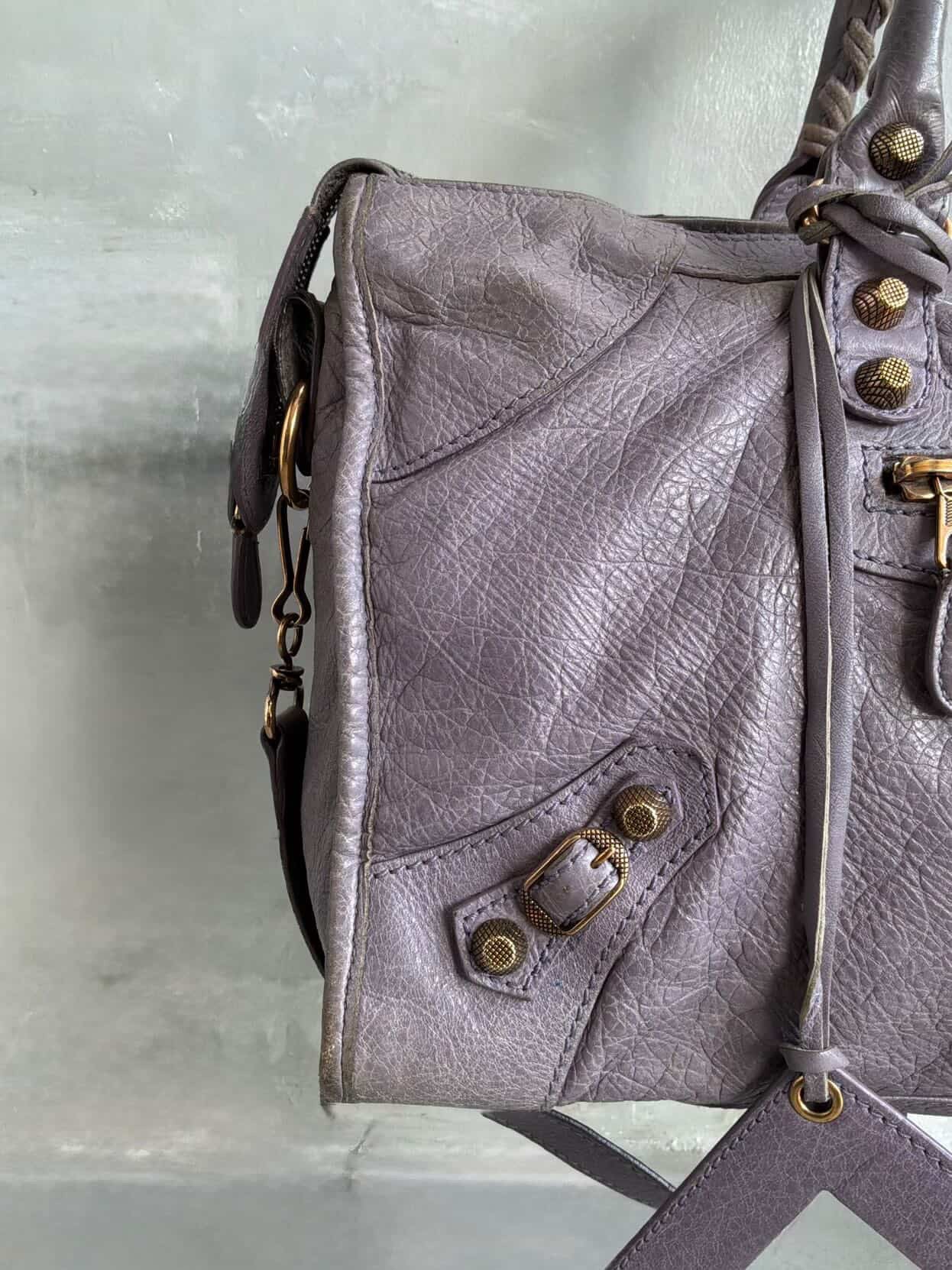 Balenciaga City ‘Part Time’ Purple Lambskin Shoulder Bag