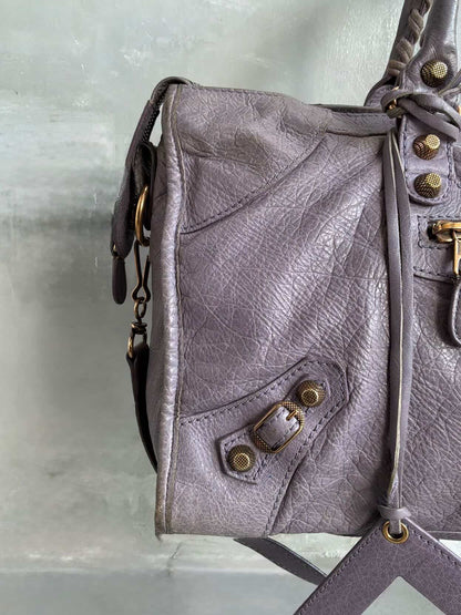 Balenciaga City ‘Part Time’ Purple Lambskin Shoulder Bag