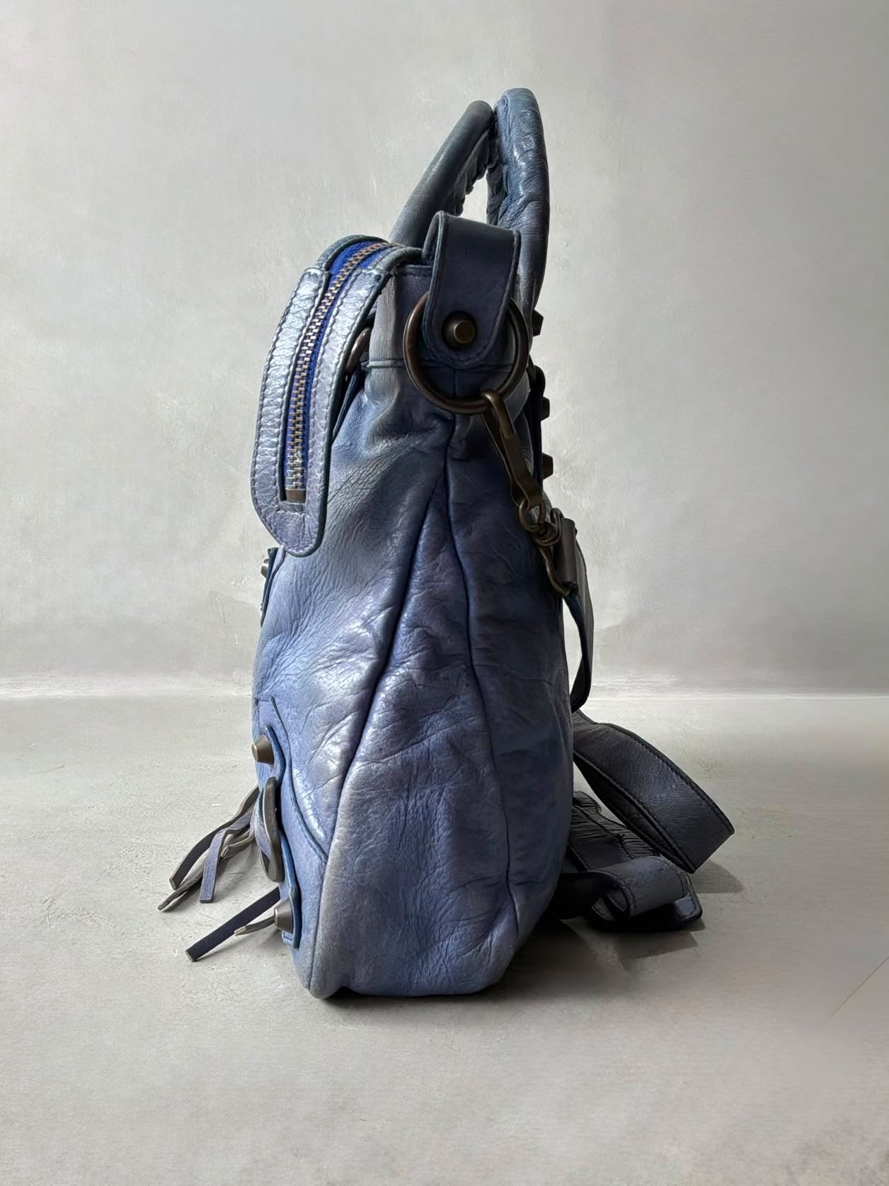 Balenciaga Town Blue Lambskin Bag